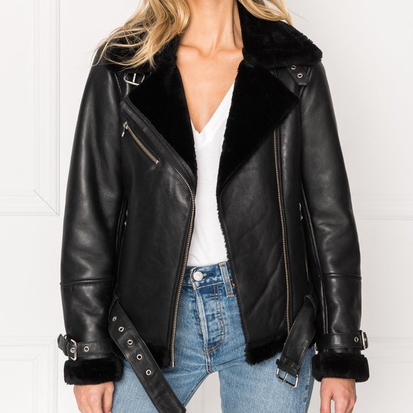 Lamarque Zoe lamb leather Moto Jacket NWT